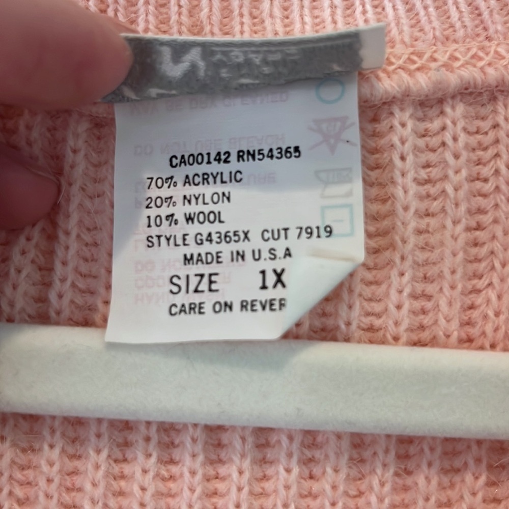 VINTAGE light pink sweater vest topper woolblend boho grandmacore cottagecore 1X - Picture 5 of 15